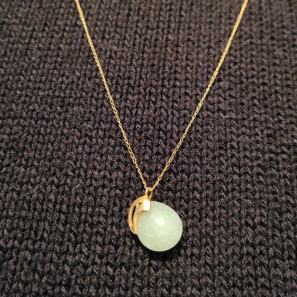 14K Necklace with Jade Fruit and 14K Michael Anthony Charm